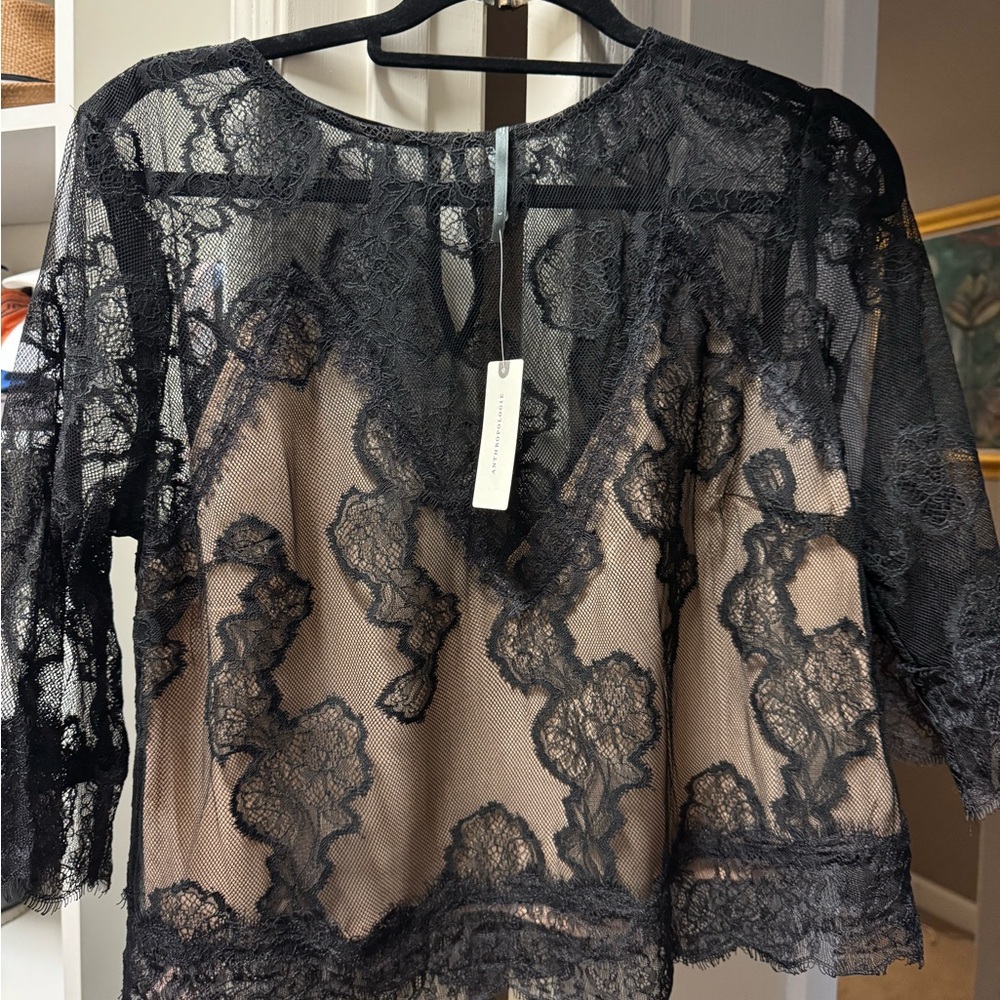 Anthropologie Black Lace Blouse